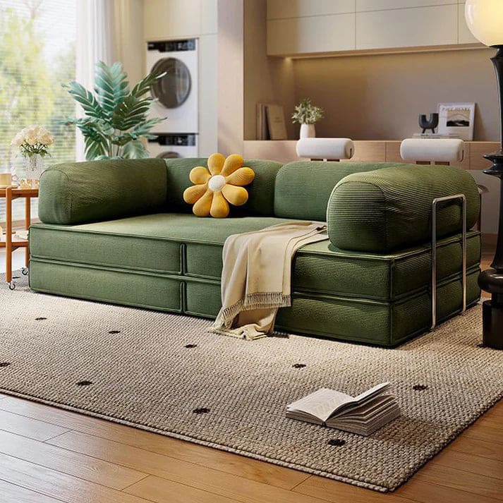 Comfortable Green Folding Sofa | Space-Saving Convertible Couch for Compact Living