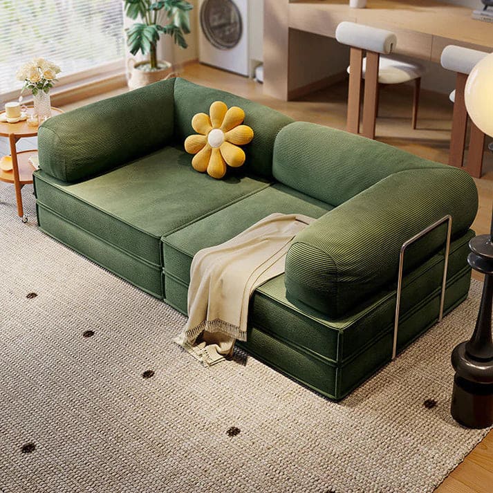 Comfortable Green Folding Sofa | Space-Saving Convertible Couch for Compact Living
