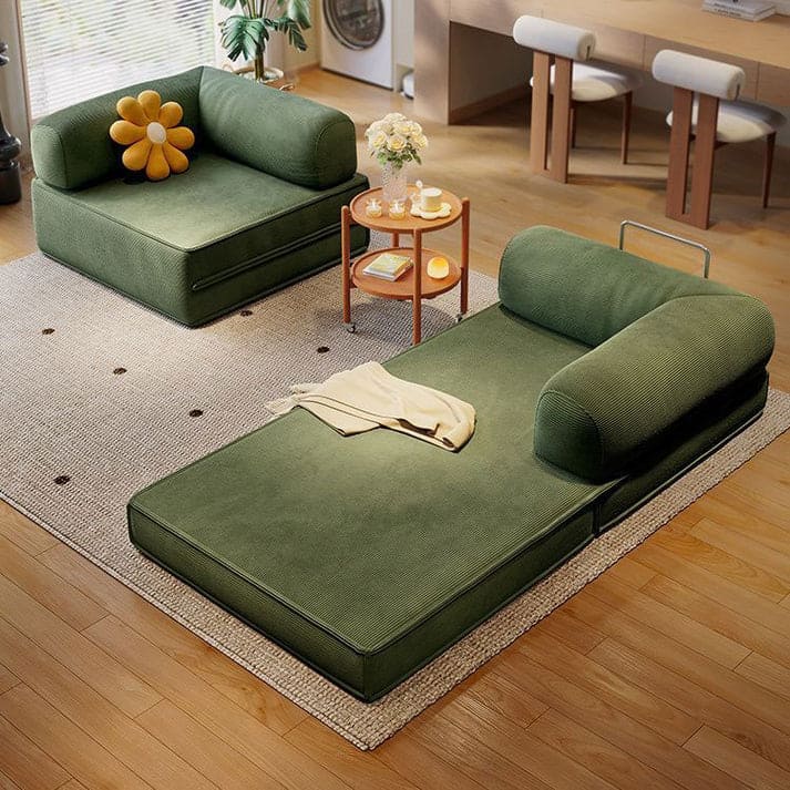 Comfortable Green Folding Sofa | Space-Saving Convertible Couch for Compact Living