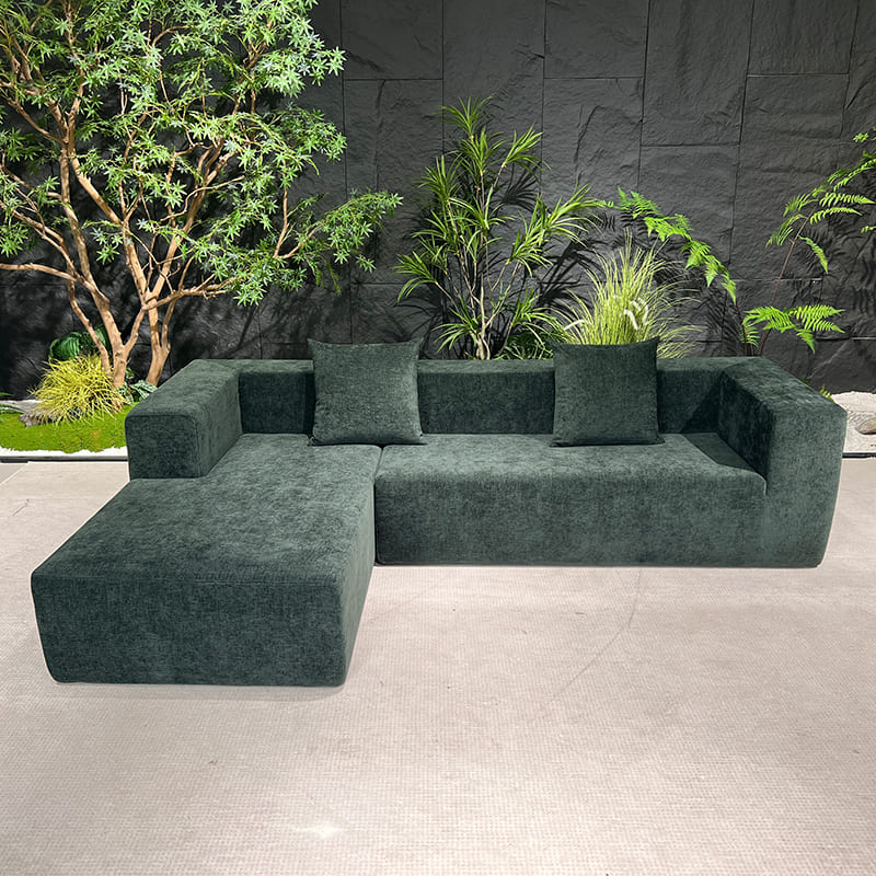 2025 Modern Modular L-Shaped Compression Sofa Set | Velvet Fabric Sectional for Trendy Living Rooms