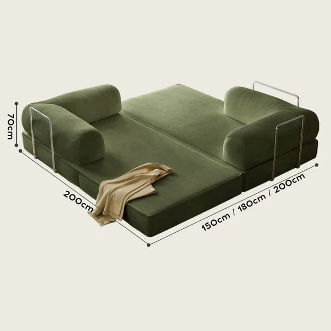 Comfortable Green Folding Sofa | Space-Saving Convertible Couch for Compact Living