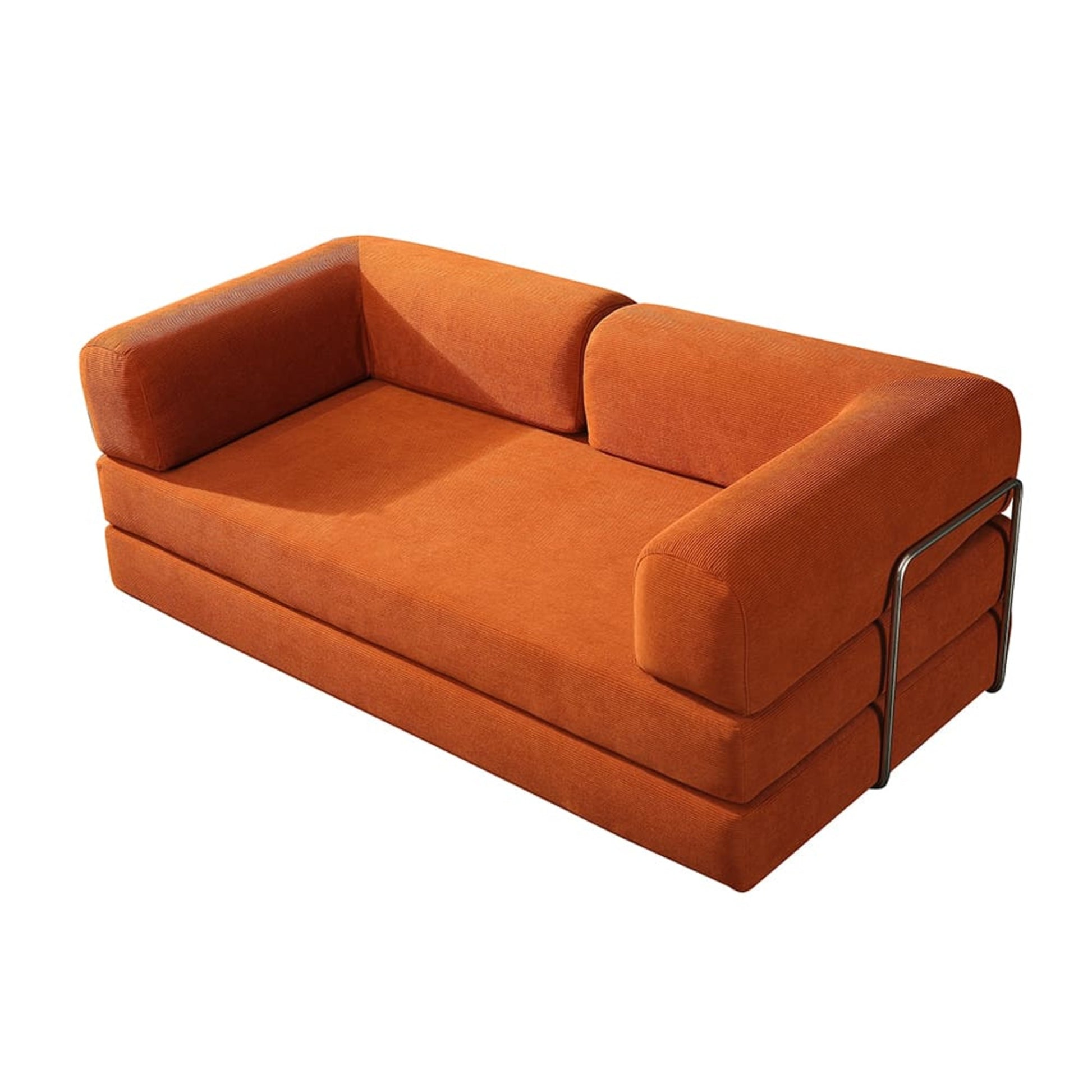 Modern Rust-Orange Convertible Folding Sofa | Space-Saving Sofa Bed for Stylish Living