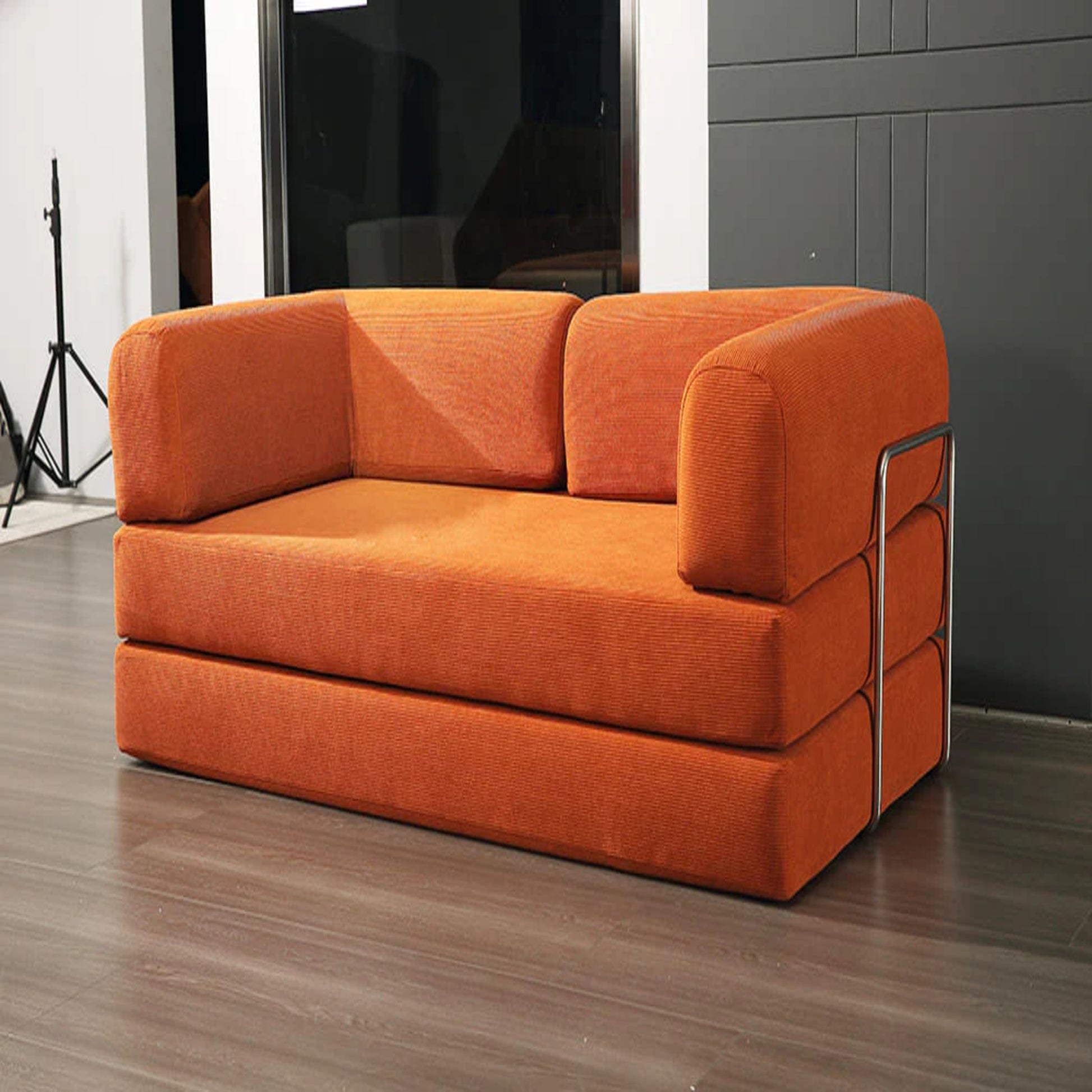 Modern Rust-Orange Convertible Folding Sofa | Space-Saving Sofa Bed for Stylish Living