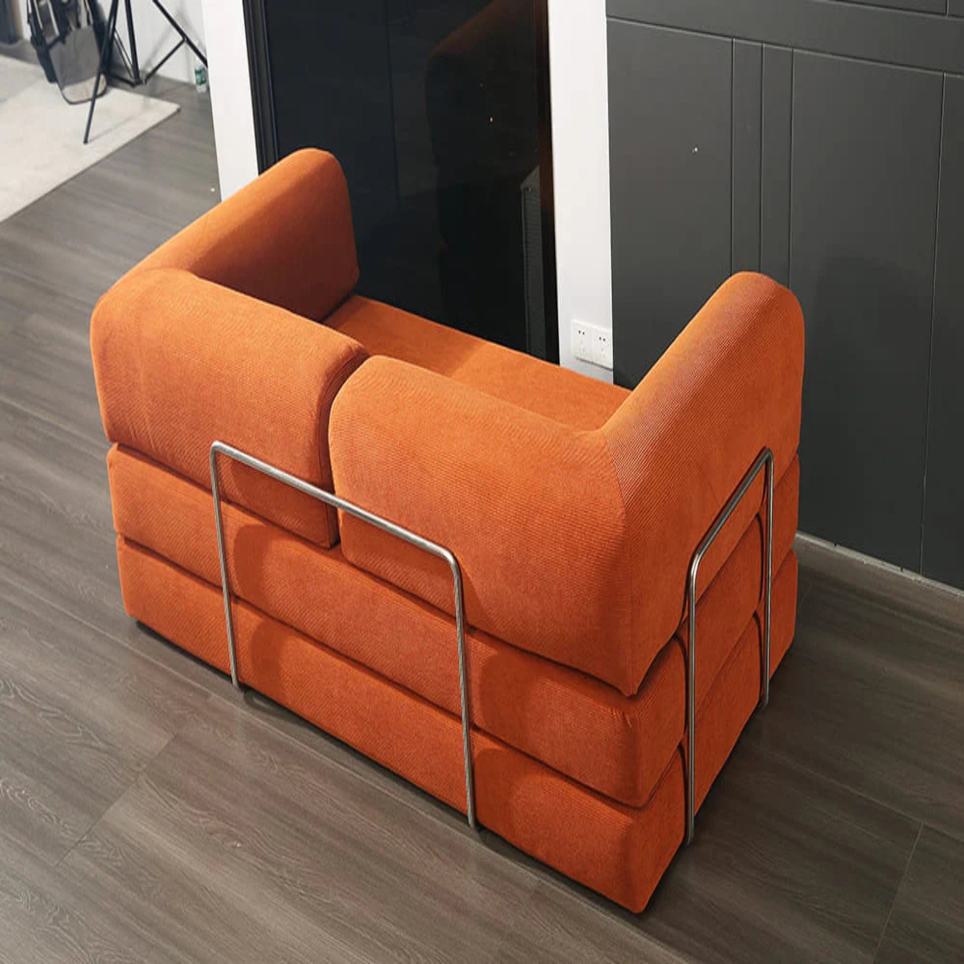 Modern Rust-Orange Convertible Folding Sofa | Space-Saving Sofa Bed for Stylish Living