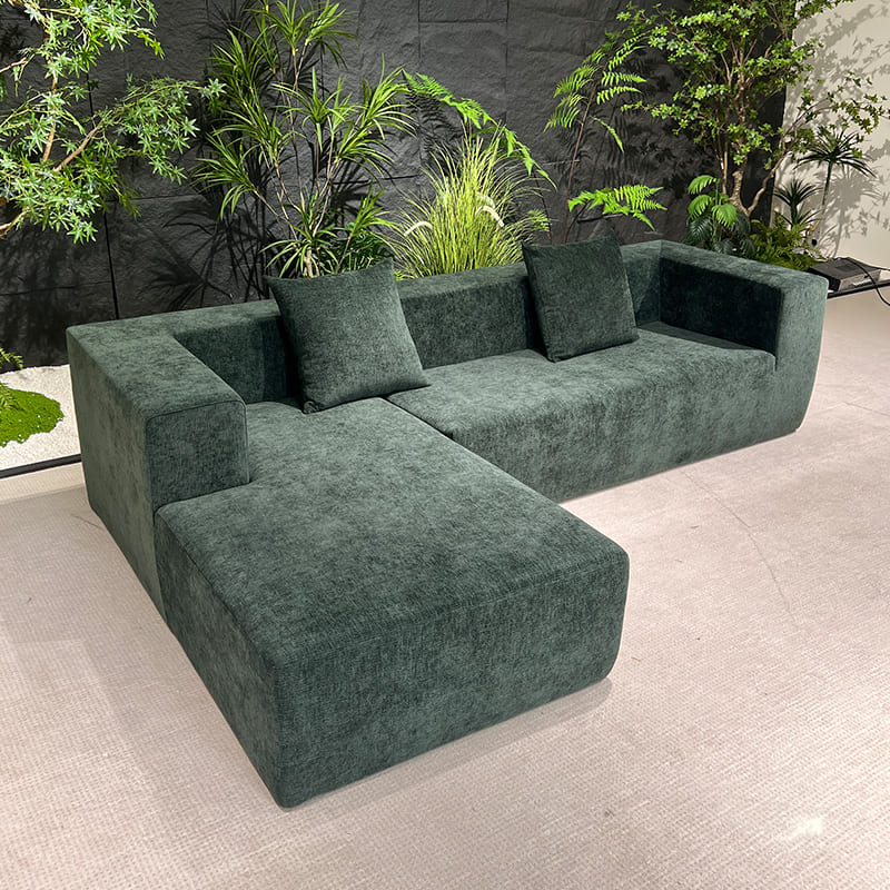 2025 Modern Modular L-Shaped Compression Sofa Set | Velvet Fabric Sectional for Trendy Living Rooms