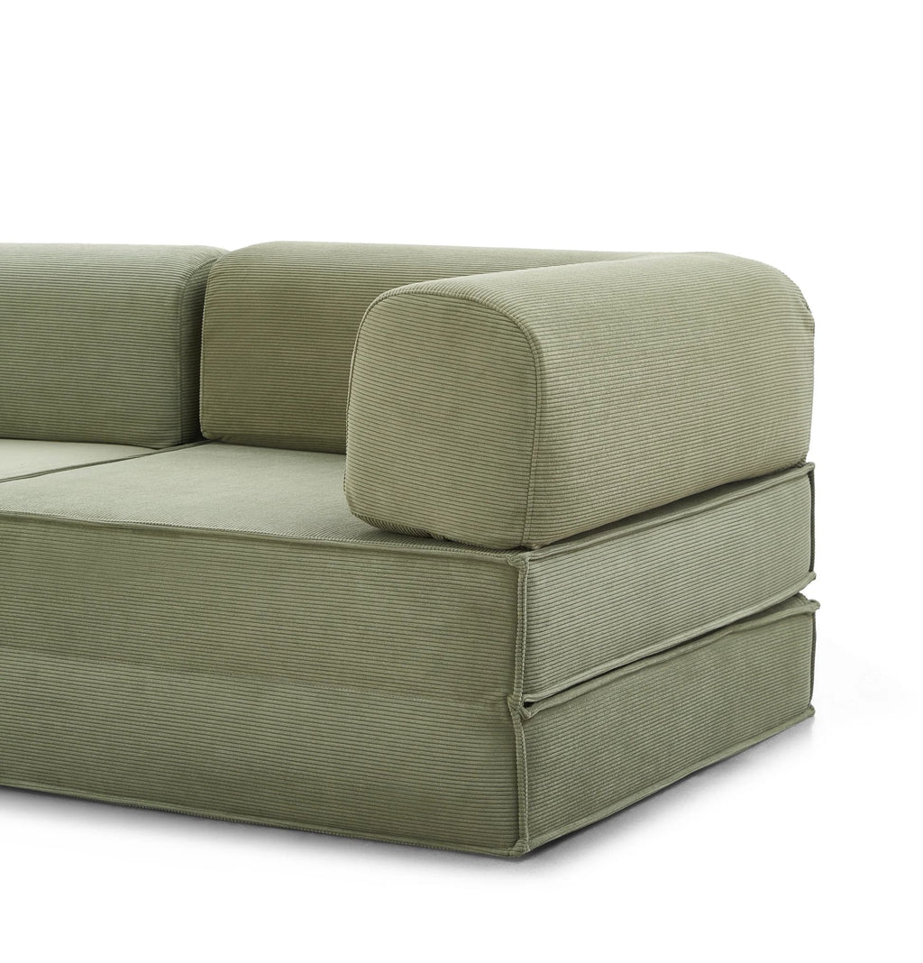 Comfortable Green Folding Sofa | Space-Saving Convertible Couch for Compact Living
