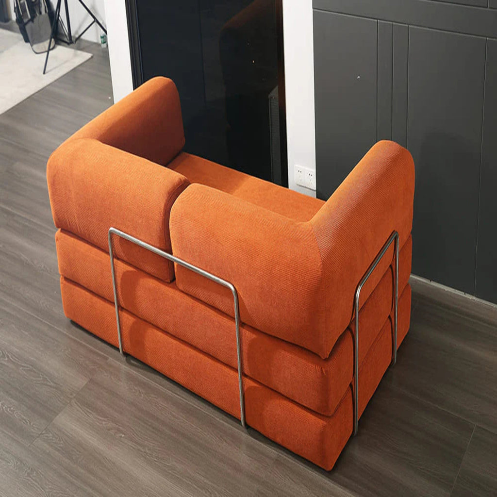 Modern Rust-Orange Convertible Folding Sofa | Space-Saving Sofa Bed for Stylish Living